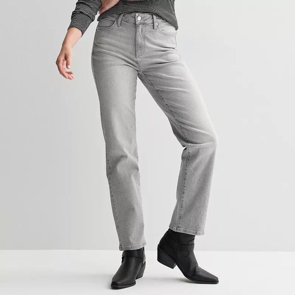 Sonoma High Rise Straight Jeans Womens 8 Light Gray Stretch NEW
